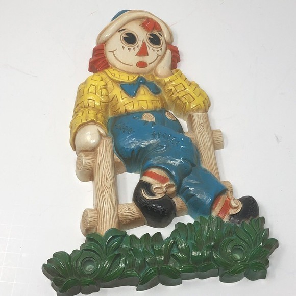 1977 Raggedy Andy Wall Art Hanging Bobbs-Merrill Company plastic 12" x 8" - Picture 1 of 12